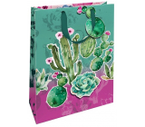 Nekupto Gift paper bag matt 22.3 x 33.3 x 10 cm Cactuses with 3D application of cactus 1695 LBL