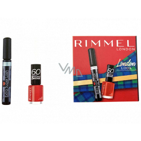 Rimmel London Extra Super Lash mascara 101 black 8 ml + 60 Seconds Super Shine Nail Polish 315 Queen Of Tarts 8 ml, cosmetic set