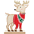 Wooden reindeer in sweater with golden antlers 17 x 23 cm