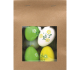 Plastic eggs for hanging green-white-yellow 6 cm 9 pieces in paper bag