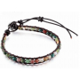 Agate Indian leather bracelet natural stone, handmade, clasp, ball 4 mm, 17 - 23 cm, adds recoil and strength