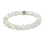 Moonstone blue bracelet elastic natural stone, ball 8 mm / 16-17 cm, stone of destiny