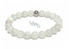 Moonstone blue bracelet elastic natural stone, ball 8 mm / 16-17 cm, stone of destiny