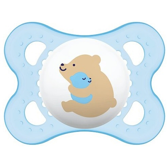 Mam Flow silicone orthodontic pacifier 0-6 months different patterns and colours 1 piece