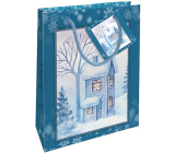 Nekupto Gift paper bag 14 x 11 x 6,5 cm Christmas snow house