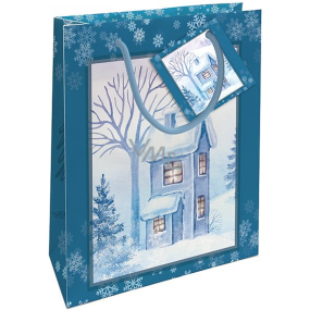 Nekupto Gift paper bag 14 x 11 x 6,5 cm Christmas snow house
