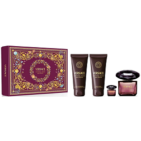 Versace Crystal Noir set parfémovaná voda 90 ml + tělové mléko 100 ml + sprchový gel 100 ml + parfémovaná voda 5 ml, dárková sada pro ženy