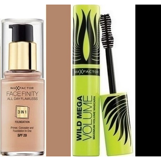 Max Factor Facefinity All Day Flawless 3in1 makeup 80 Bronze 30 ml + Wild Mega Volume mascara black 11 ml