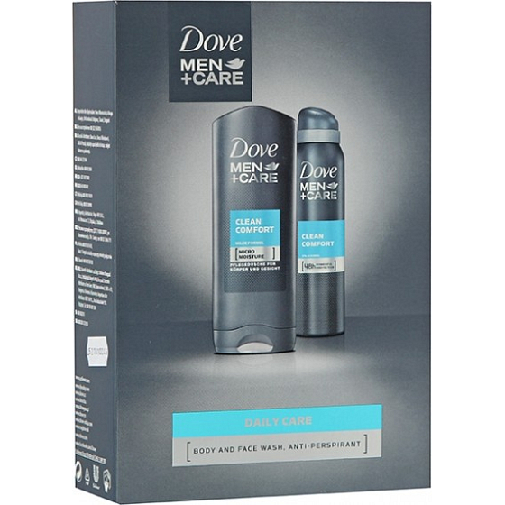 Dove FM Clean Comfort Men + Care shower gel 250 ml + deodorant spray for men 150 ml, cosmetic set