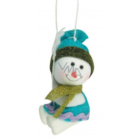 Snowman of colorful color with a scarf for hanging 9cm