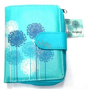 Albi Original Design leather wallet Dandelions on blue background 10 x 13 cm