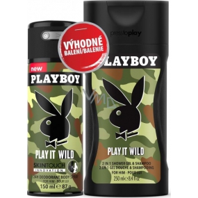 Playboy Play It Wild for Him SkinTouch deodorant spray for men 150 ml + 2in1 shower gel and shampoo 250 ml, duopack