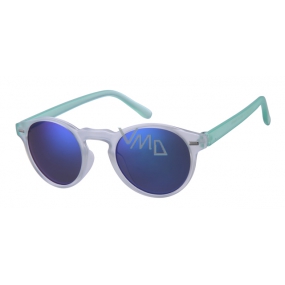 Dudes & Dudettes Sunglasses for children white transparent, mirror glass blue, side light green DD24002