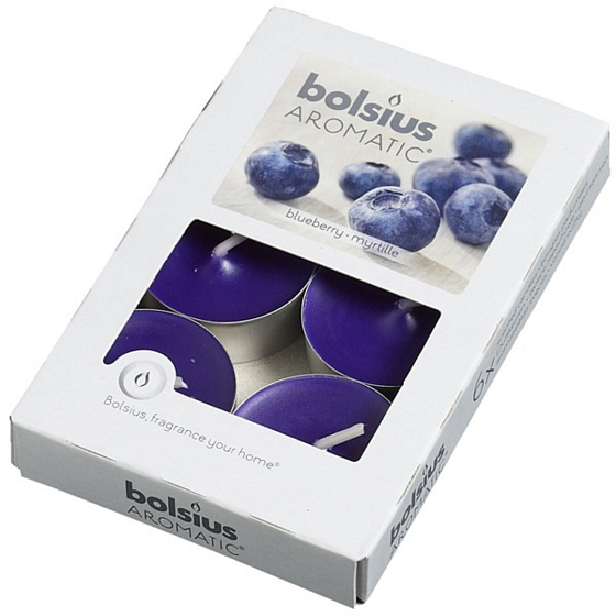 Bolsius Aromatic Blueberry - Blueberry scented tealights 6 pieces, burning time 4 hours