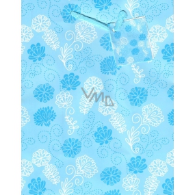 Nekupto Gift paper bag 18 x 23 x 10 cm Blue with flowers 1639 40 KFM