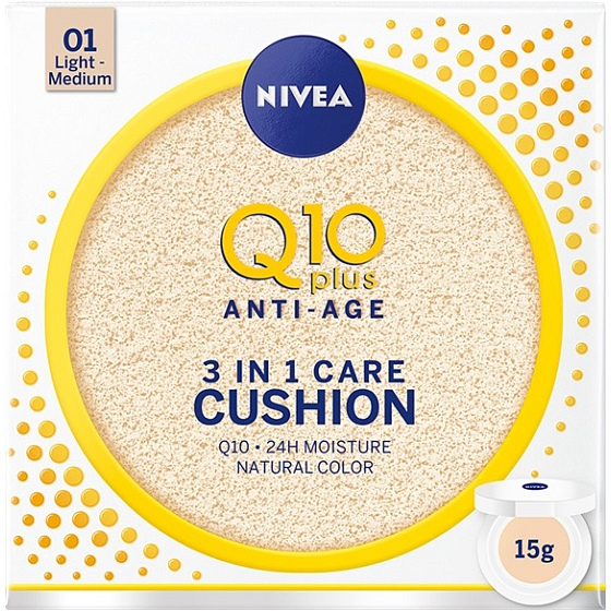 Nivea Q10 Plus Anti-Age Cushion 3 in 1 caring toning cream in a sponge 01 Light Medium 15 g