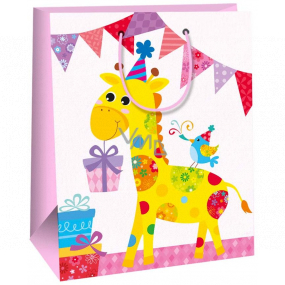 Ditipo Gift paper bag 26.4 x 13.6 x 32.7 c pink, giraffe AB