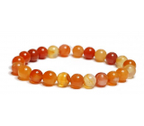 Agate orange bracelet elastic natural stone, ball 8 mm / 16 - 17 cm