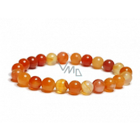 Agate orange bracelet elastic natural stone, ball 8 mm / 16 - 17 cm