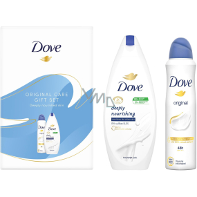 Dove Original Deeply Nourishing moisturizing shower gel 250 ml + Original antiperspirant deodorant spray 150 ml, cosmetic set for women