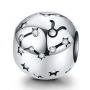 Taurus zodiac sign, pendant for bracelet silver + cubic zirconia, ball 9 mm 1 piece