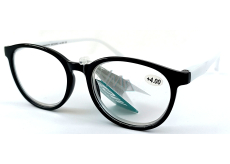 Berkeley Reading dioptric glasses +4.0 plastic black white side frames 1 piece MC2253
