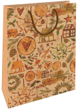 Nekupto Gift kraft bag 28 x 37 cm Christmas wooden ornaments