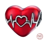 Charm Sterling silver 925 Red heart beating heart, bead on bracelet love