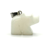 Quartz Bear pendant natural stone, hand cut figurine 1,8 x 2,5 x 8 mm, the most perfect healer