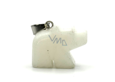 Quartz Bear pendant natural stone, hand cut figurine 1,8 x 2,5 x 8 mm, the most perfect healer
