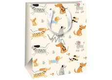 Ditipo Gift paper bag 18 x 22,7 x 10 cm Glitter - beige various dogs