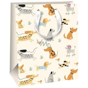 Ditipo Gift paper bag 18 x 22,7 x 10 cm Glitter - beige various dogs