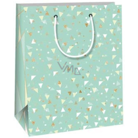 Ditipo Gift paper bag 18 x 10 x 22,7 cm Light green various triangles