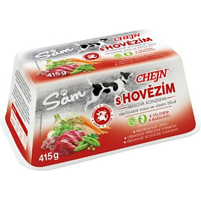 Sam dog bowl with beef, 97% meat content, 415 g