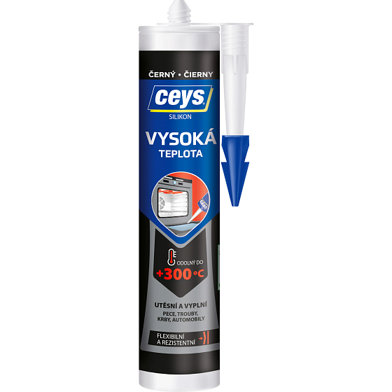 Ceys High-Temperature Acetate Silicone, Black, 280 ml