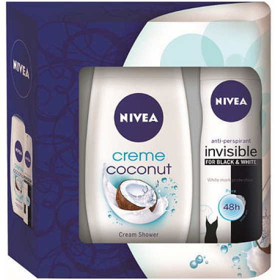 Nivea Visible Blue antiperspirant spray 150 ml + Coconut Cream shower gel 250 ml for women cosmetic set