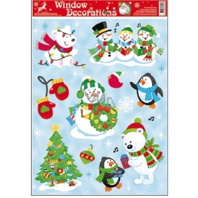 Window foil without glue Christmas motifs in the middle of a snowman with a wreath 42 x 30 cm