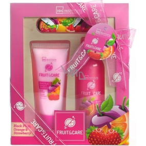 Idc Institute Fruit & Care Black Plum, Orange and Strawberry shower gel 100 ml + body lotion 60 ml + nail file 1 piece, cosmetic set