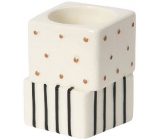 Yankee Candle Jackson Frost svícen na čajovou svíčku s puntíky a proužky 5 x 5 x 7 cm