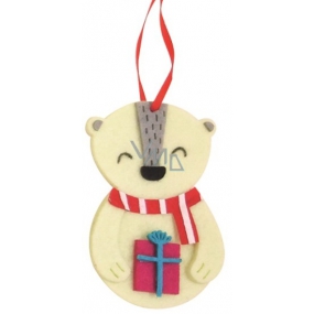 Teddy bear made of colored felt decoration for hanging 10 cm