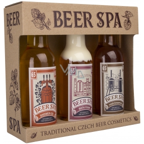 Bohemia Gifts Beer Spa Premium with extracts of brewer's yeast and hops shower gel 200 ml + hair shampoo 200 ml + bath foam 200 ml, cosmetic set