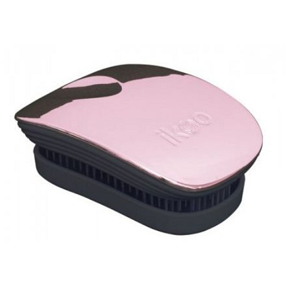 Ikoo Pocket Metallic Hair Brush according to Chinese Medicine Rose Black metallic light pink-black