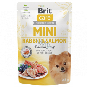 Brit Care Mini Rabbit & Salmon Fillets In Gravy complete super premium food for adult dogs mini breeds pocket 85 g
