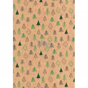 Ditipo Gift wrapping paper 70 x 200 cm Christmas KRAFT green and black trees