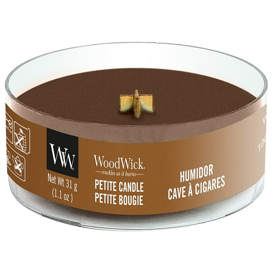 WoodWick Humidor - Cigar case scented candle with wooden wick petite 31 g