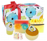 Bomb Cosmetics Beautiful honey - Bee-autiful sparkling ballistic bath ball 160 g + bath block 50 g + glycerin soap 2 x 100 g + lip balm 4.5 g, cosmetic set