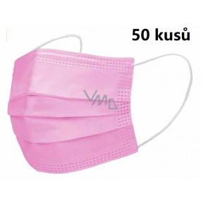 Veil 4 layers protective medical non-woven disposable, low breathing resistance 50 pieces pink
