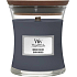 WoodWick Indigo Suede - Blue suede scented candle with wooden wick and lid glass small 85 g