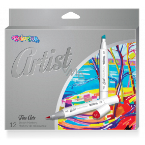 Colorino Artist sketch markers double-sided, brush and cut tip 12 rich colours