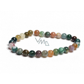 Agate Indian bracelet elastic natural stone, ball 6 mm / 16 - 17 cm, symbolizes the element of earth
